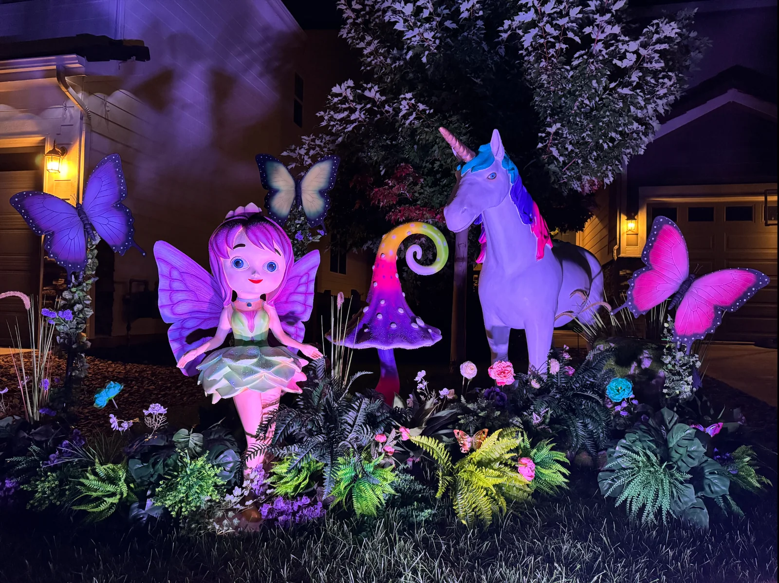 Enchanted Garden Legend package after dark — illuminated display
